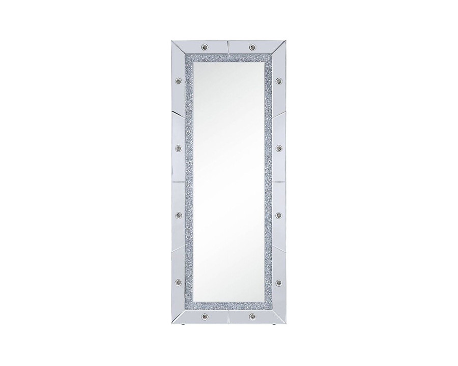 ACME - Noralie Floor Mirror in Mirrored/Faux Diamonds (97754)