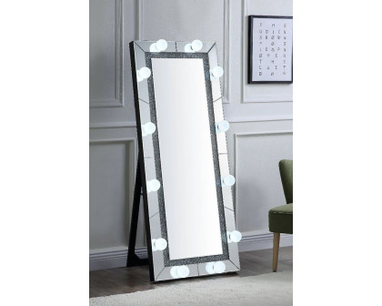 ACME - Noralie Floor Mirror in Mirrored/Faux Diamonds (97754)