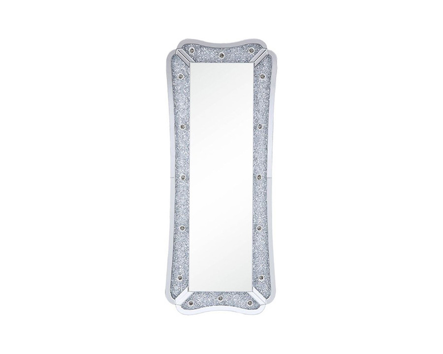 ACME - Noralie Floor Mirror in Mirrored/Faux Diamonds (97755)