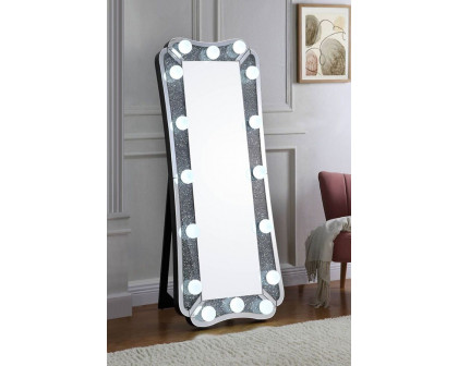 ACME - Noralie Floor Mirror in Mirrored/Faux Diamonds (97755)