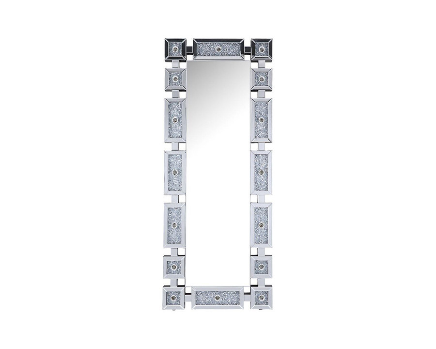 ACME - Noralie Floor Mirror in Mirrored/Faux Diamonds (97756)