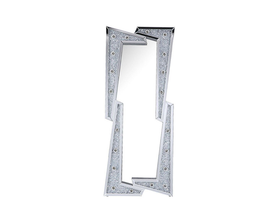 ACME - Noralie Floor Mirror in Mirrored/Faux Diamonds (97757)