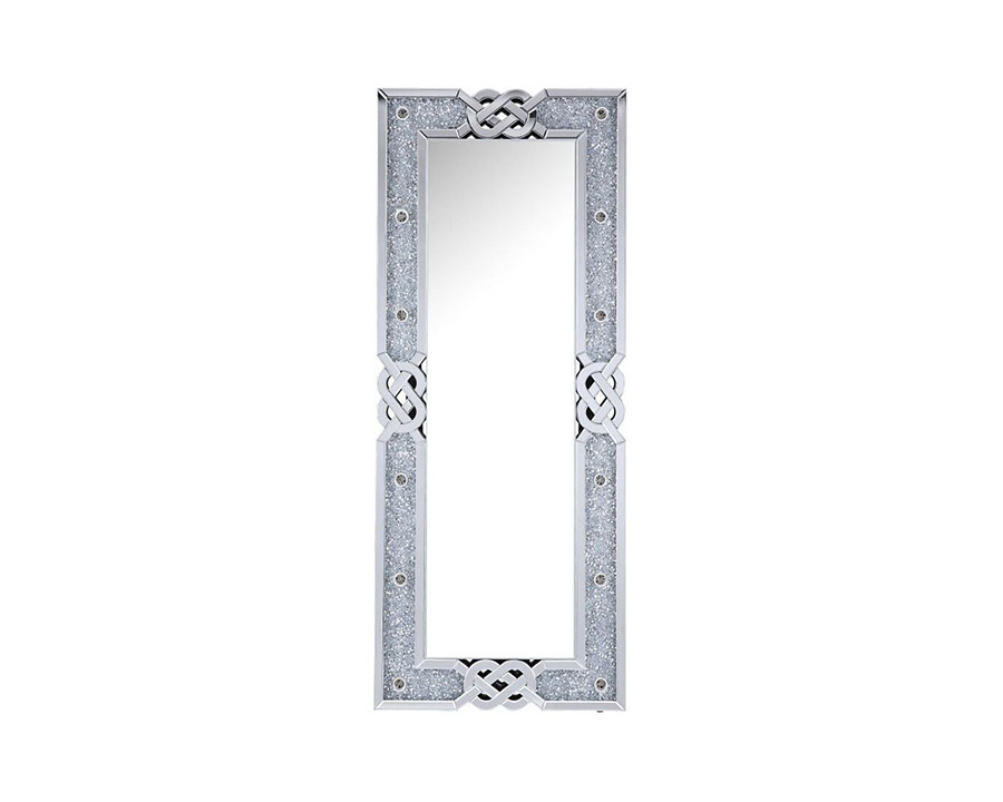 ACME - Noralie Floor Mirror in Mirrored/Faux Diamonds (97758)