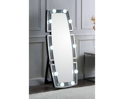 ACME - Noralie Floor Mirror in Mirrored/Faux Diamonds (97759)