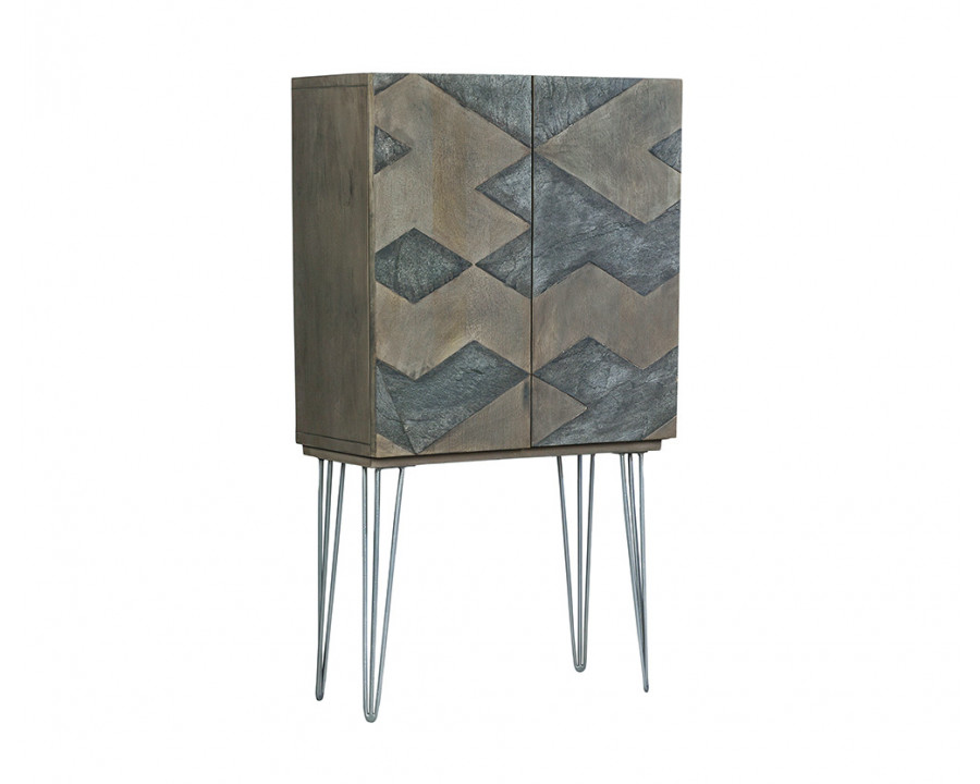 ACME - Keva Cabinet in Gray Stone/Ash Oak