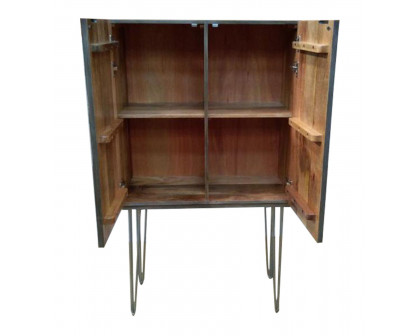 ACME - Keva Cabinet in Gray Stone/Ash Oak