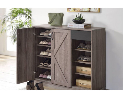 ACME - Toski Shoe Cabinet in Rustic Gray Oak