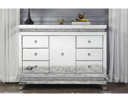 ACME - Lotus Console Cabinet in Mirrored/Faux Ice Cube Crystals (97813)