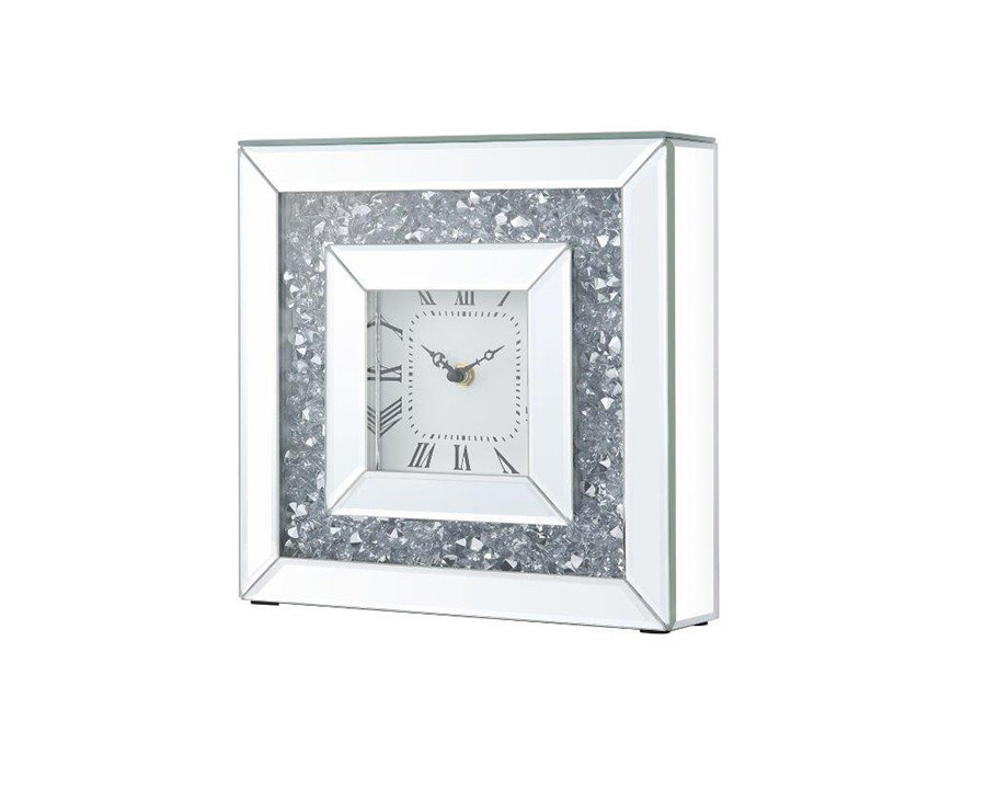 ACME - Noralie Wall Clock in Mirrored/Faux Diamonds (97817)