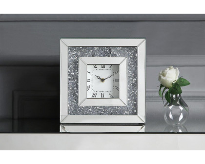 ACME - Noralie Wall Clock in Mirrored/Faux Diamonds (97817)