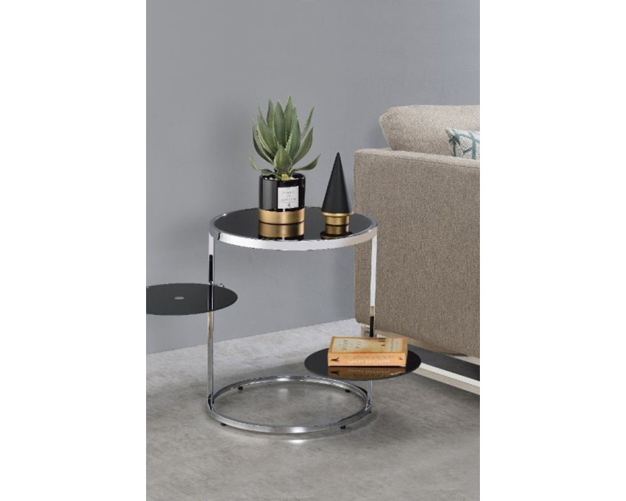 ACME - Lynch Accent Table in Black/Chrome