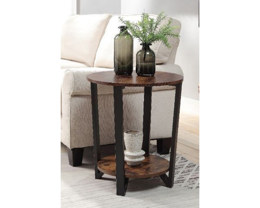 ACME Taurus Accent Table - Rustic Oak and Black Finish 97900