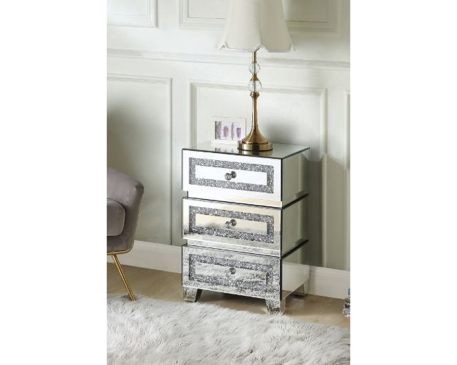 ACME - Noralie Accent Table in Mirrored/Faux Diamonds (97931)