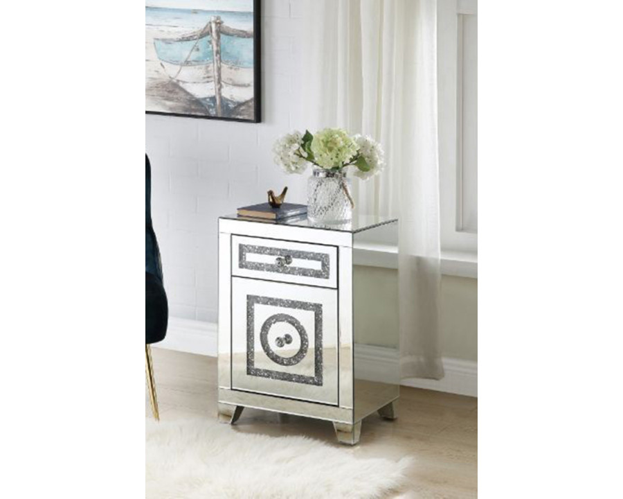 ACME - Noralie Accent Table in Mirrored/Faux Diamonds (97934)