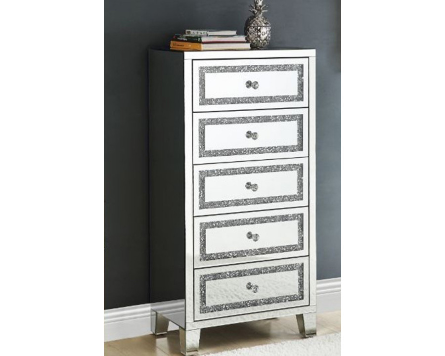 ACME - Noralie Cabinet in Mirrored/Faux Diamonds (97945)