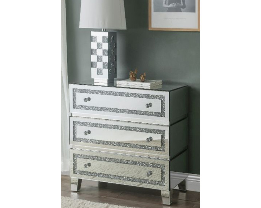 ACME - Noralie Cabinet in Mirrored/Faux Diamonds (97946)