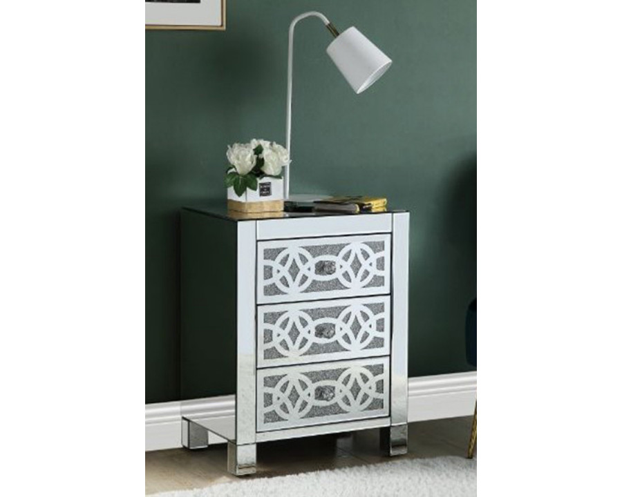 ACME - Noralie Accent Table in Mirrored/Faux Diamonds (97947)