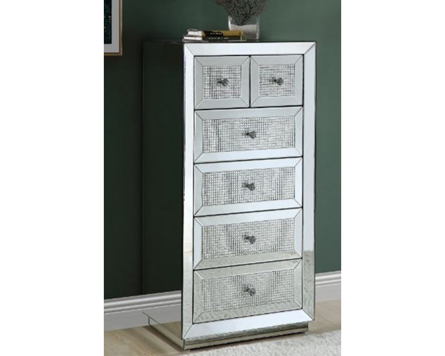 ACME - Ornat Cabinet in Faux Square Diamonds