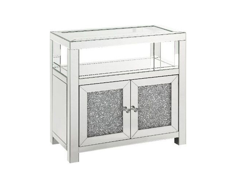 ACME - Noralie Cabinet in Clear Glass/Mirrored/Faux Diamonds