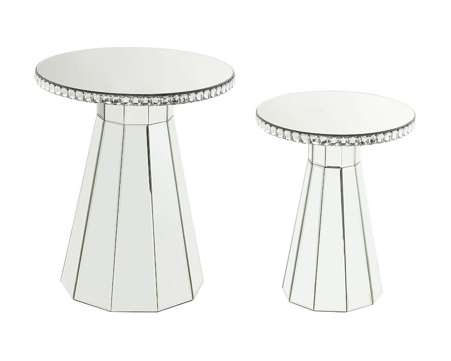 ACME - Lotus Accent Table in Mirrored/Faux Crystals (97957)