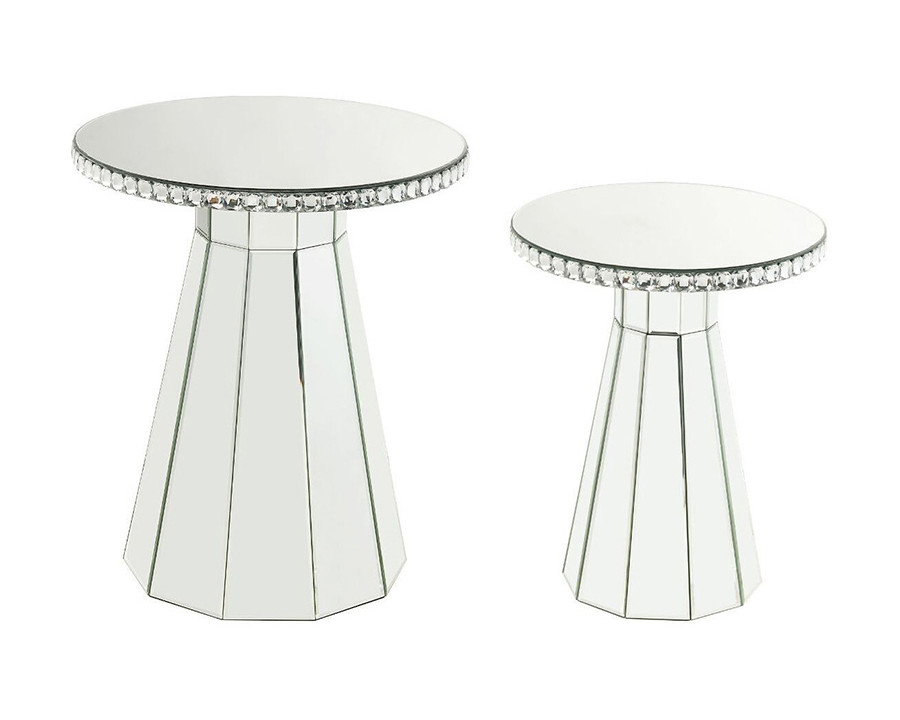 ACME - Lotus Accent Table in Mirrored/Faux Crystals (97958)