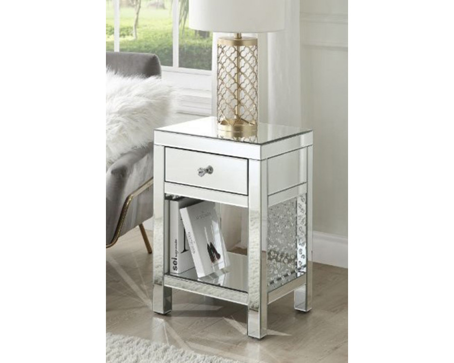 ACME - Nysa Accent Table in Mirrored/Faux Crystals (97959)