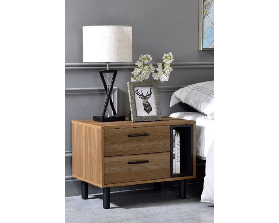 ACME - Trolgar Accent Table in Brown Oak/Black