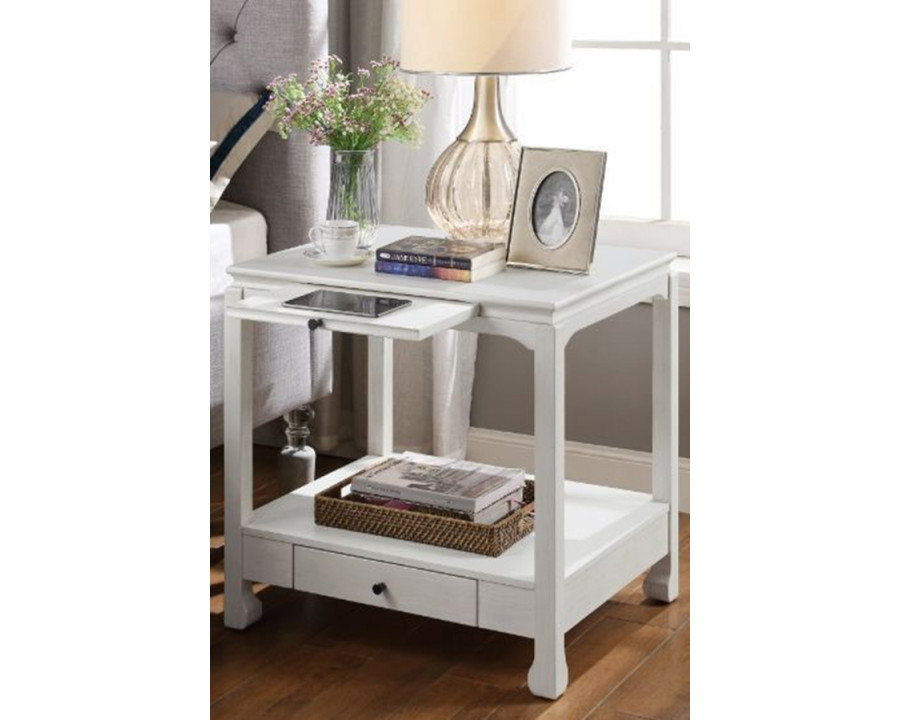 ACME - Seatlas Accent Table in Antique White