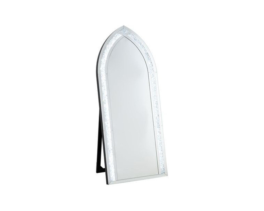 ACME - Noralie Floor Mirror with Led in Mirrored/Faux Diamonds (97981)