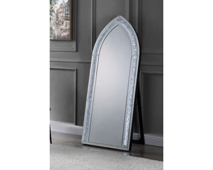 ACME - Noralie Floor Mirror with Led in Mirrored/Faux Diamonds (97981)