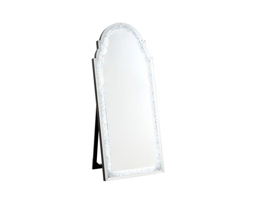 ACME - Noralie Floor Mirror with Led in Mirrored/Faux Diamonds (97982)