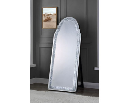 ACME - Noralie Floor Mirror with Led in Mirrored/Faux Diamonds (97982)