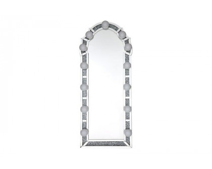 ACME - Noralie Floor Mirror in Mirrored/Faux Diamonds (97983)