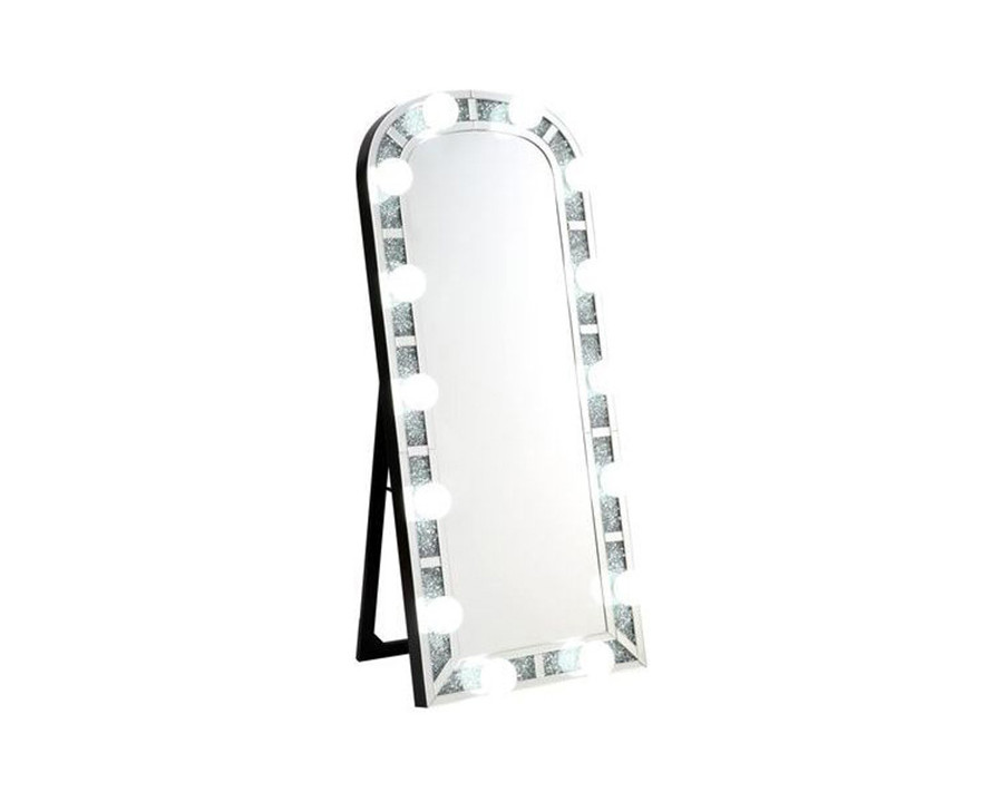 ACME - Noralie Floor Mirror in Mirrored/Faux Diamonds (97984)