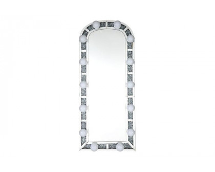 ACME - Noralie Floor Mirror in Mirrored/Faux Diamonds (97984)