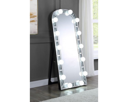 ACME - Noralie Floor Mirror in Mirrored/Faux Diamonds (97984)