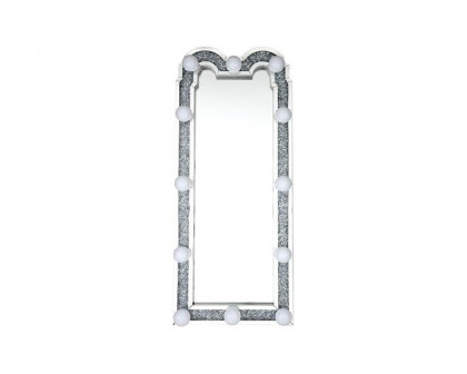 ACME - Noralie Floor Mirror in Mirrored/Faux Diamonds (97985)