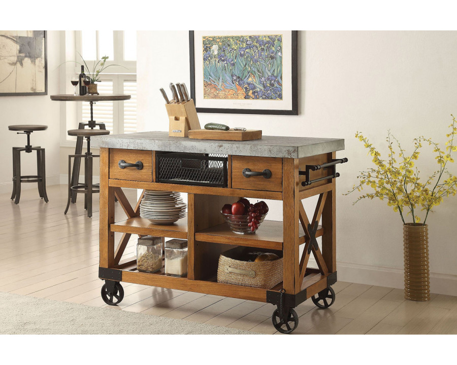 ACME - Kailey Kitchen Cart in Antique Oak