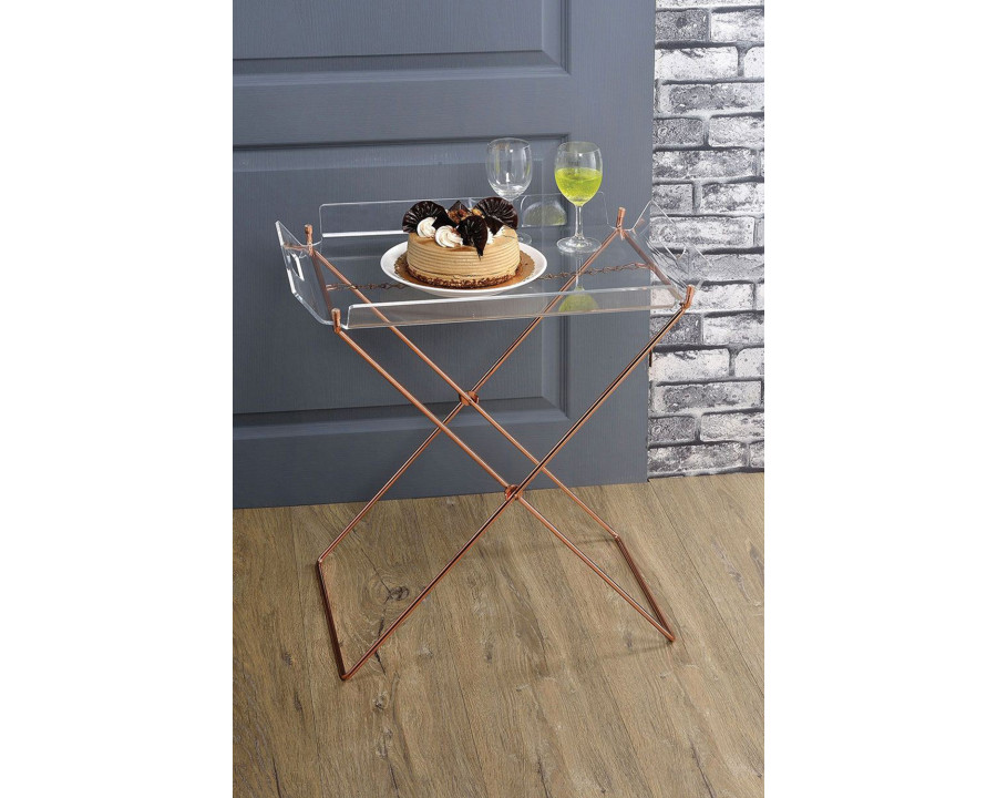 ACME - Cercie Tray Table in Clear Acrylic/Copper