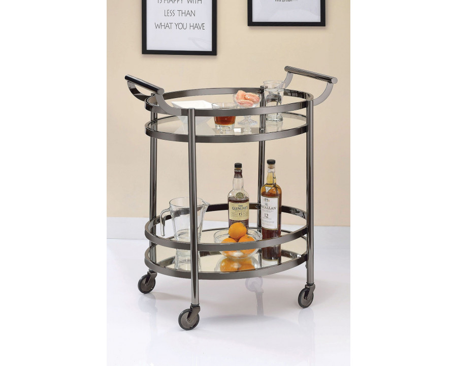 ACME Lakelyn Clear Glass Serving Cart - Nickel