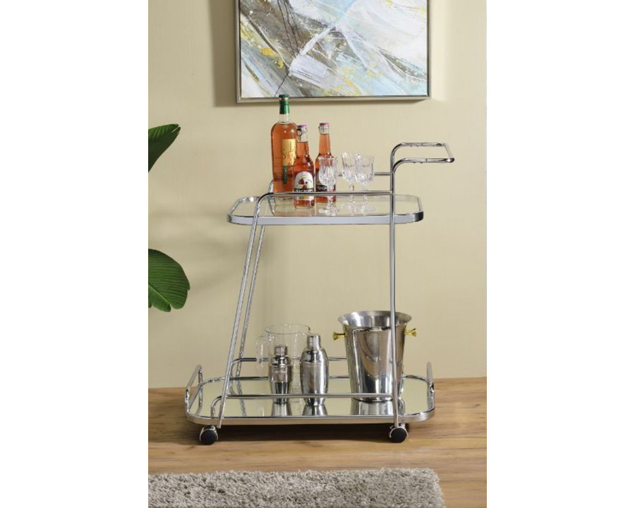 ACME - Aegis Serving Cart in Clear Glass/Chrome