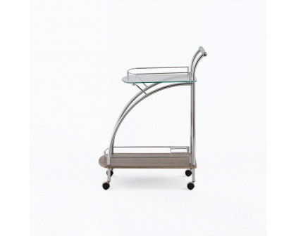 ACME - Badin Serving Cart in Chrome/Clear Glass