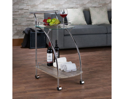 ACME - Badin Serving Cart in Chrome/Clear Glass