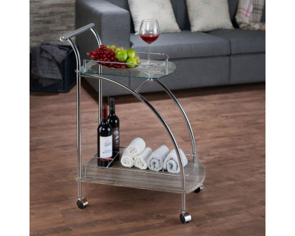 ACME - Badin Serving Cart in Chrome/Clear Glass