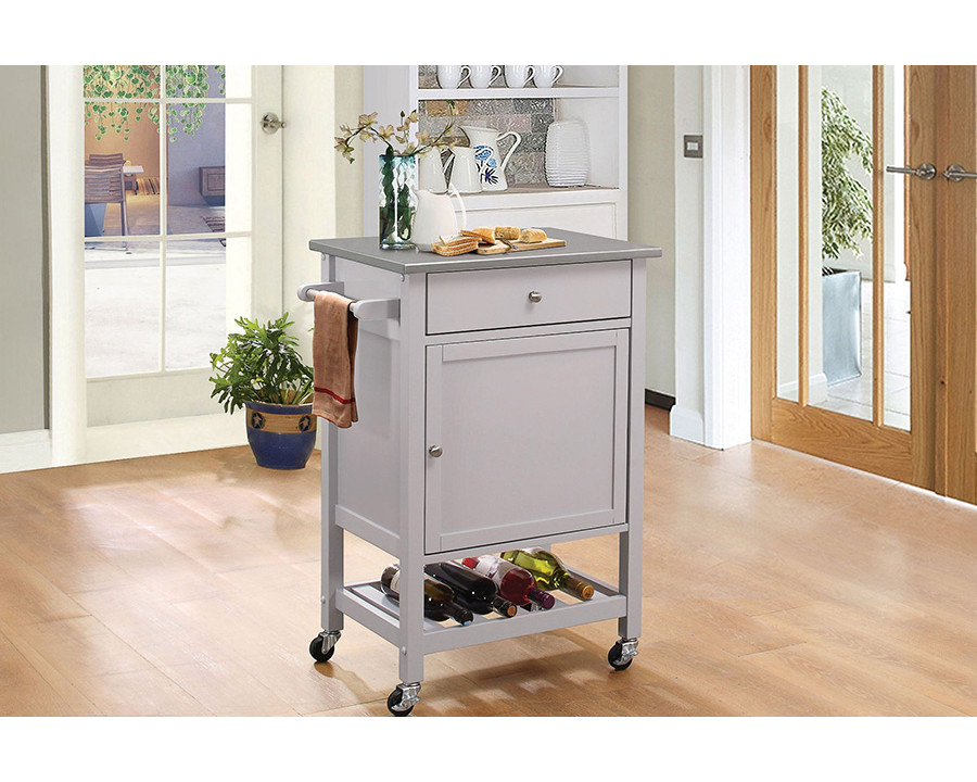 ACME Hoogzen Kitchen Cart - Stainless Steel and Gray