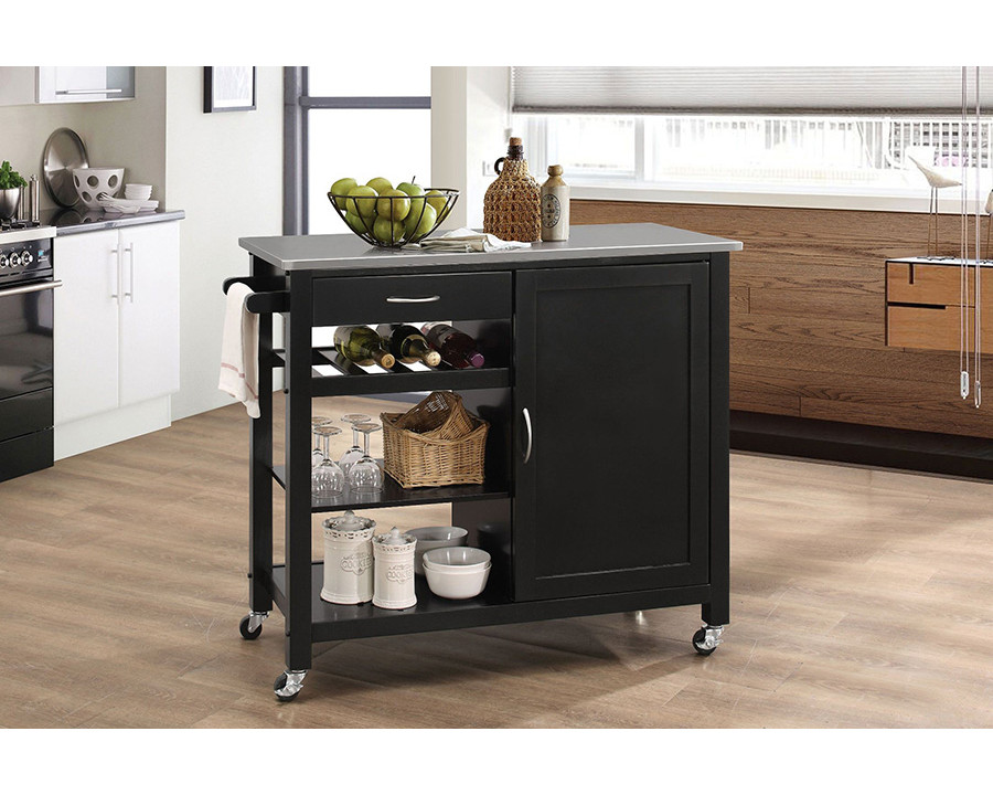 ACME Ottawa Kitchen Cart - Stainless Steel and Black