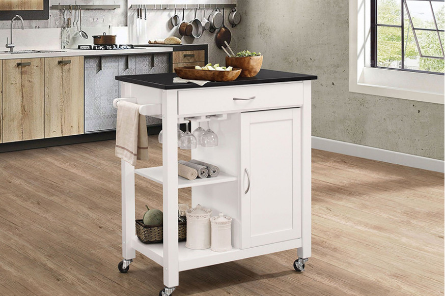 ACME Ottawa Black And White Kitchen Cart 98320   Acm 98320 00 874x582 