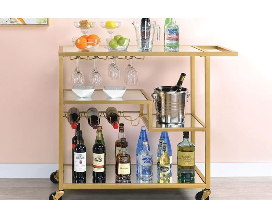 ACME - Adamsen Serving Cart in Mirrored/Champagne