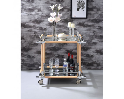 ACME - Mylandra Serving Cart in Mirrored/Chrome/Natural