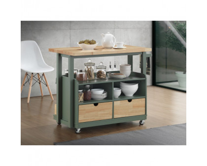 ACME - Harper Kitchen Cart in Natural/Green